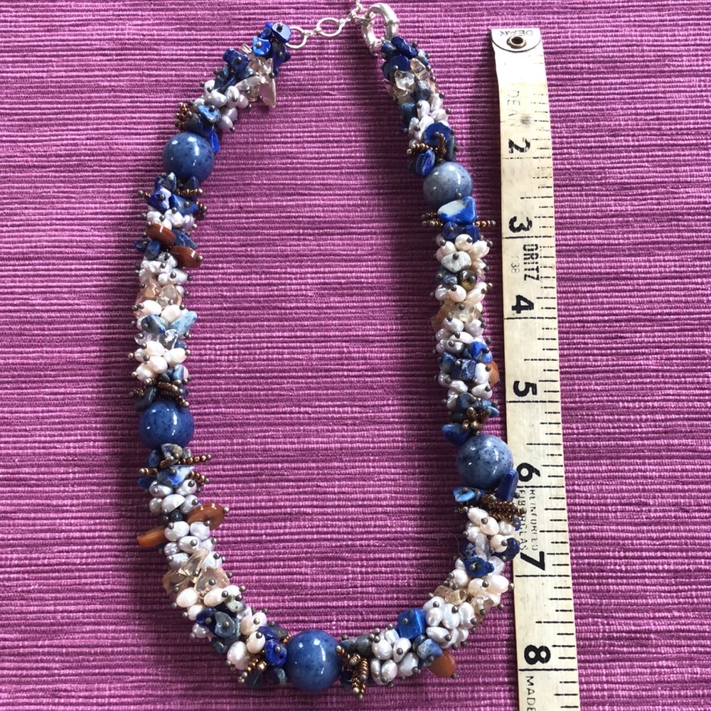 Necklace Chunky Stone & Freshwater Pearl NWOT - Picture 5 of 7